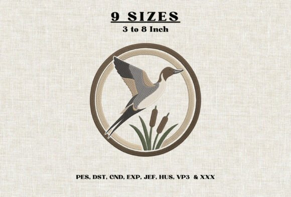 Flying Duck Embroidery Design DST PES