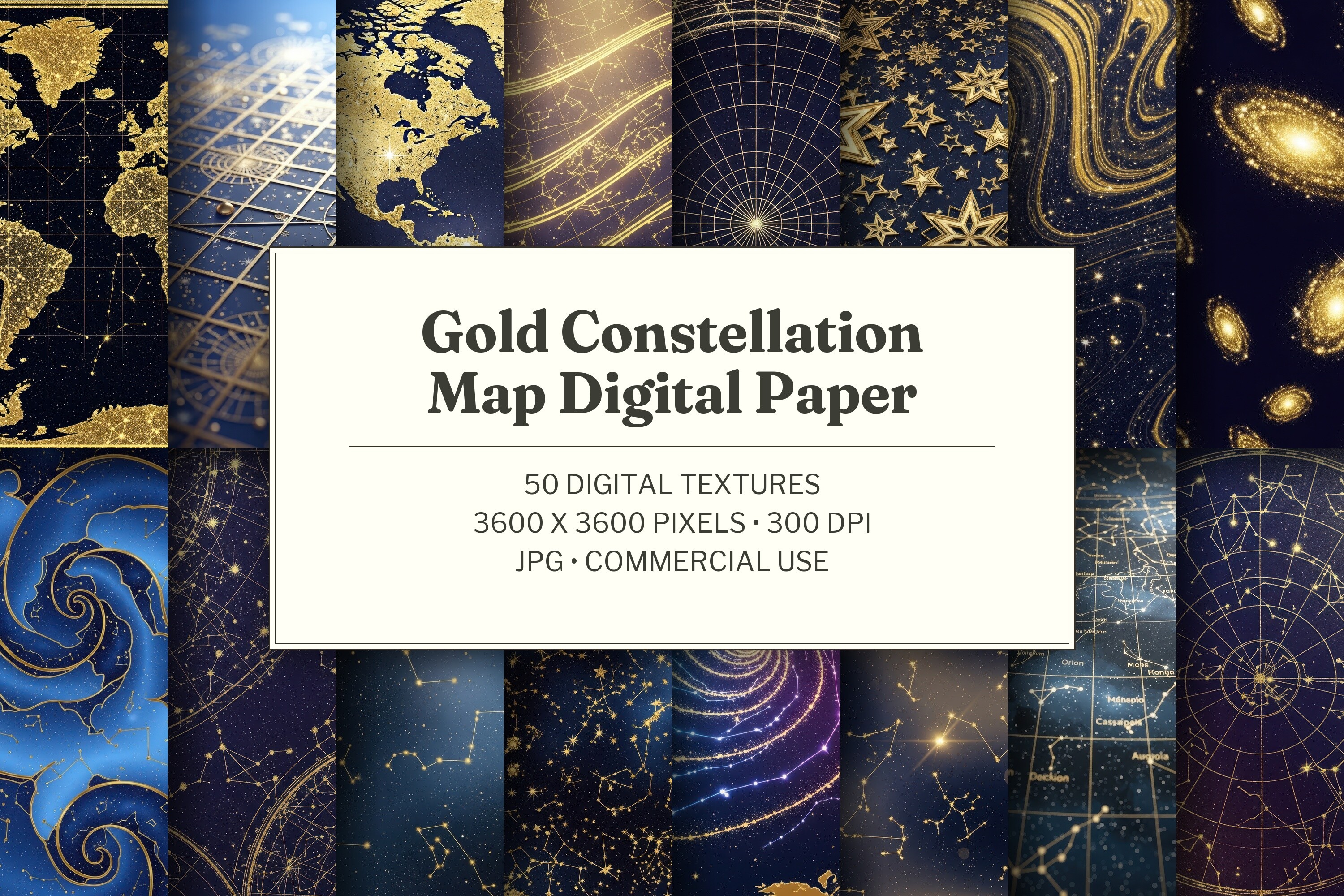 Gold Constellation Map Digital Paper
