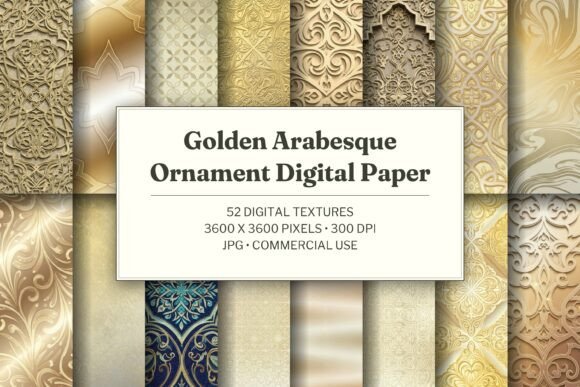 Golden Arabesque Ornament Digital Paper