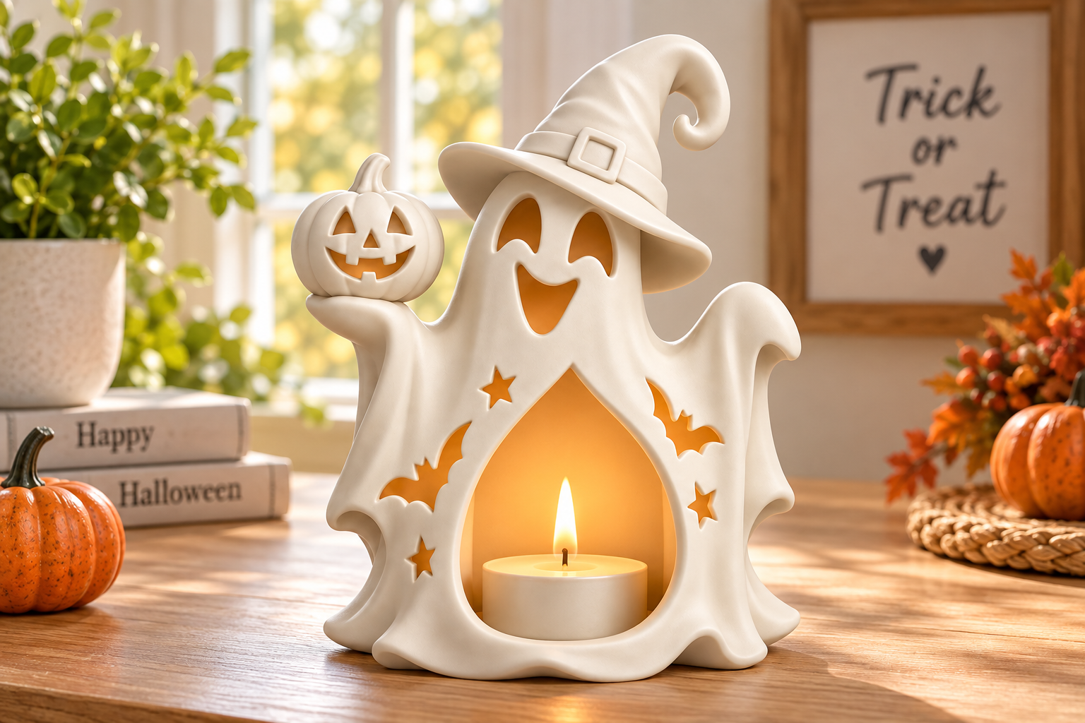 Halloween Ghost Candle Holder STL - 3D Printable Tealight Decor - Image 4
