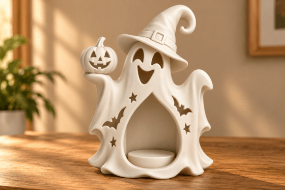 Halloween Ghost Candle Holder STL - 3D Printable Tealight Decor - Image 2