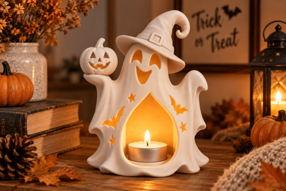 Halloween Ghost Candle Holder STL - 3D Printable Tealight Decor - Image 3
