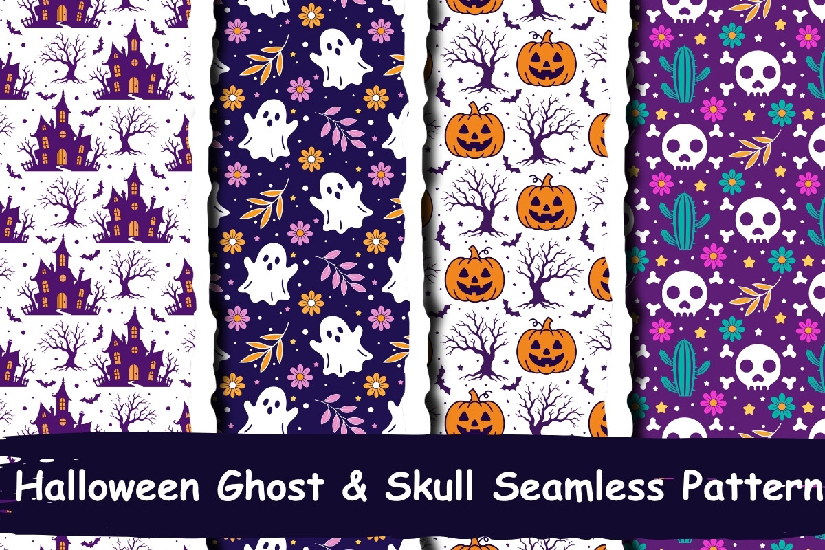Halloween Ghost & Skull Seamless Pattern Graphic by PiXimCreator ...