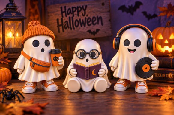 Halloween Ghost Trio 3D STL Files – 3 Cute Ghost Models for FDM & Resin Printing - Image 1
