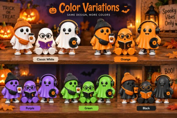 Halloween Ghost Trio 3D STL Files – 3 Cute Ghost Models for FDM & Resin Printing - Image 2
