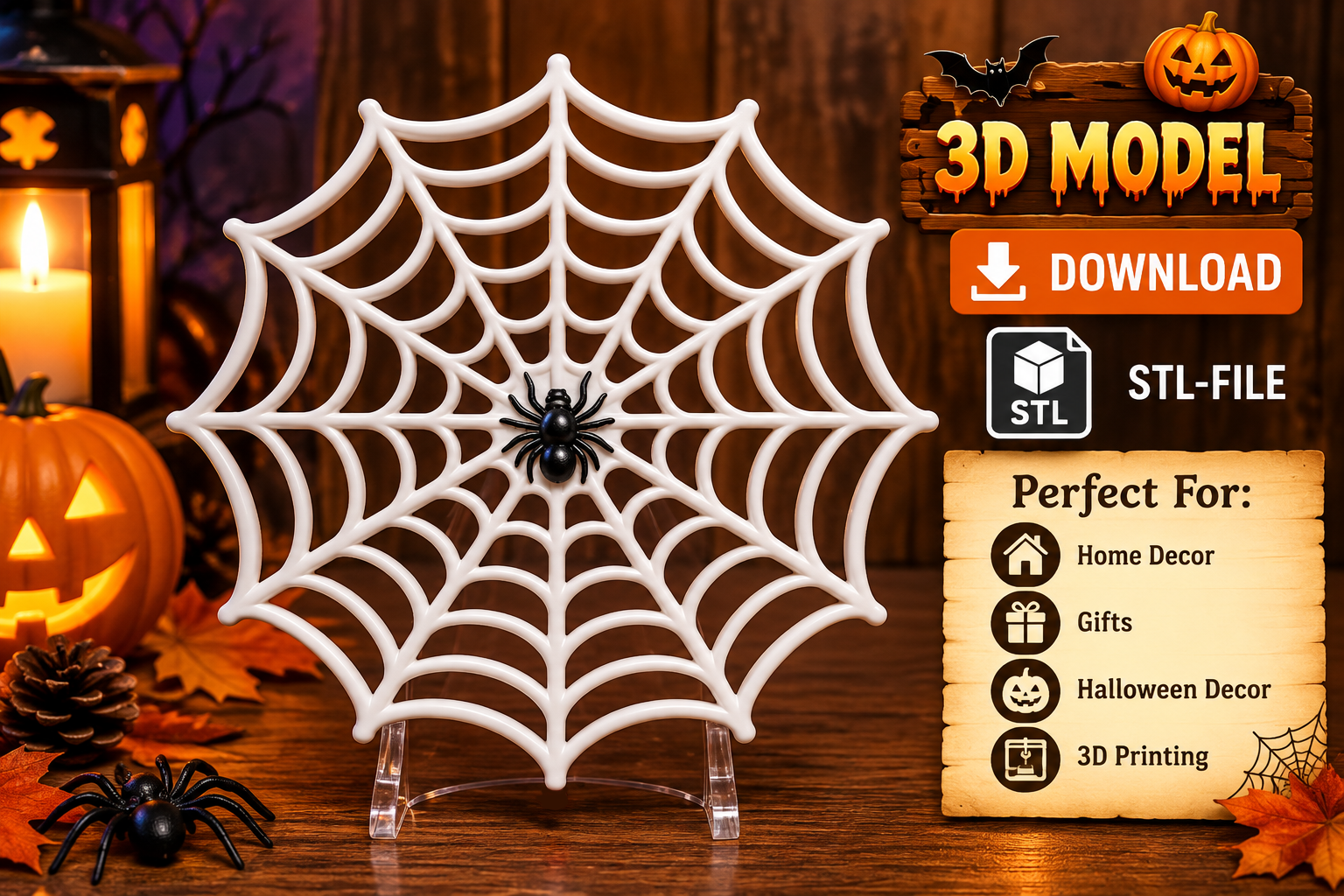Halloween Spider Web 3D Print - STL File for Spooky Home & Party Decor - Image 3