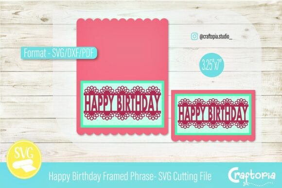Happy Birthday Framed Phrase – SVG File