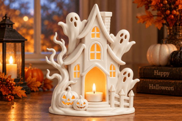 Haunted House Halloween STL 3D Print Model – Ghosts, Jack-o'-Lanterns & Gothic Decor - Image 2