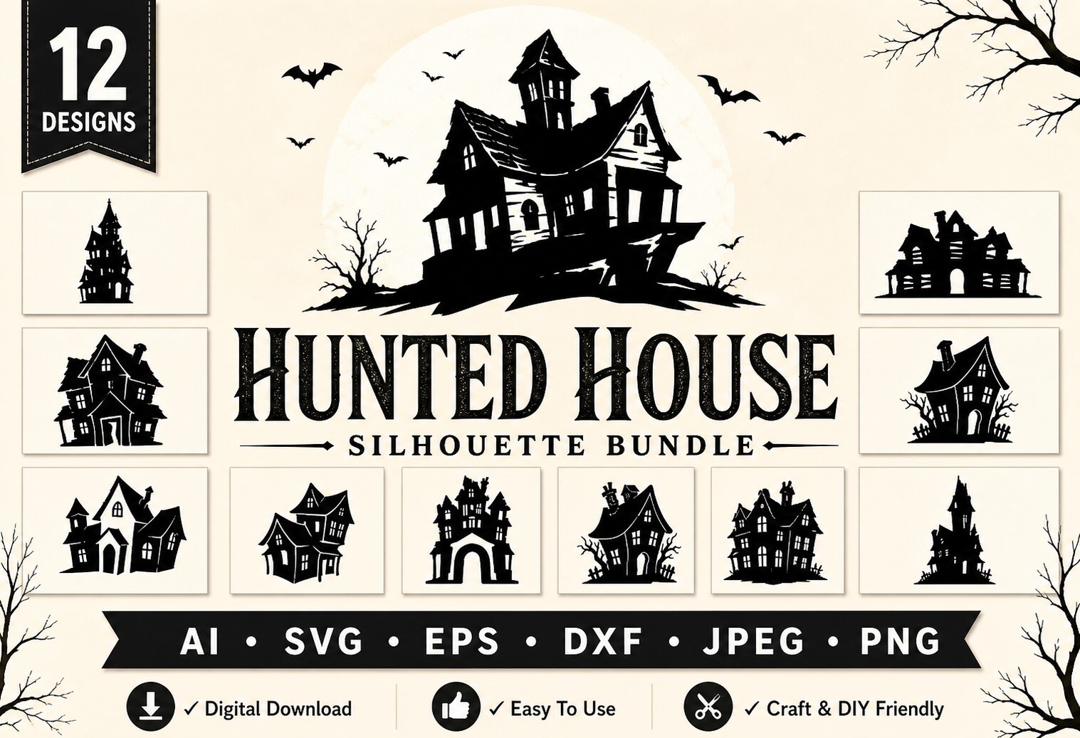 Haunted House Silhouette Svg Bundle 13