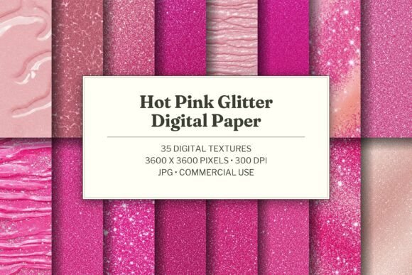 Hot Pink Glitter Digital Paper