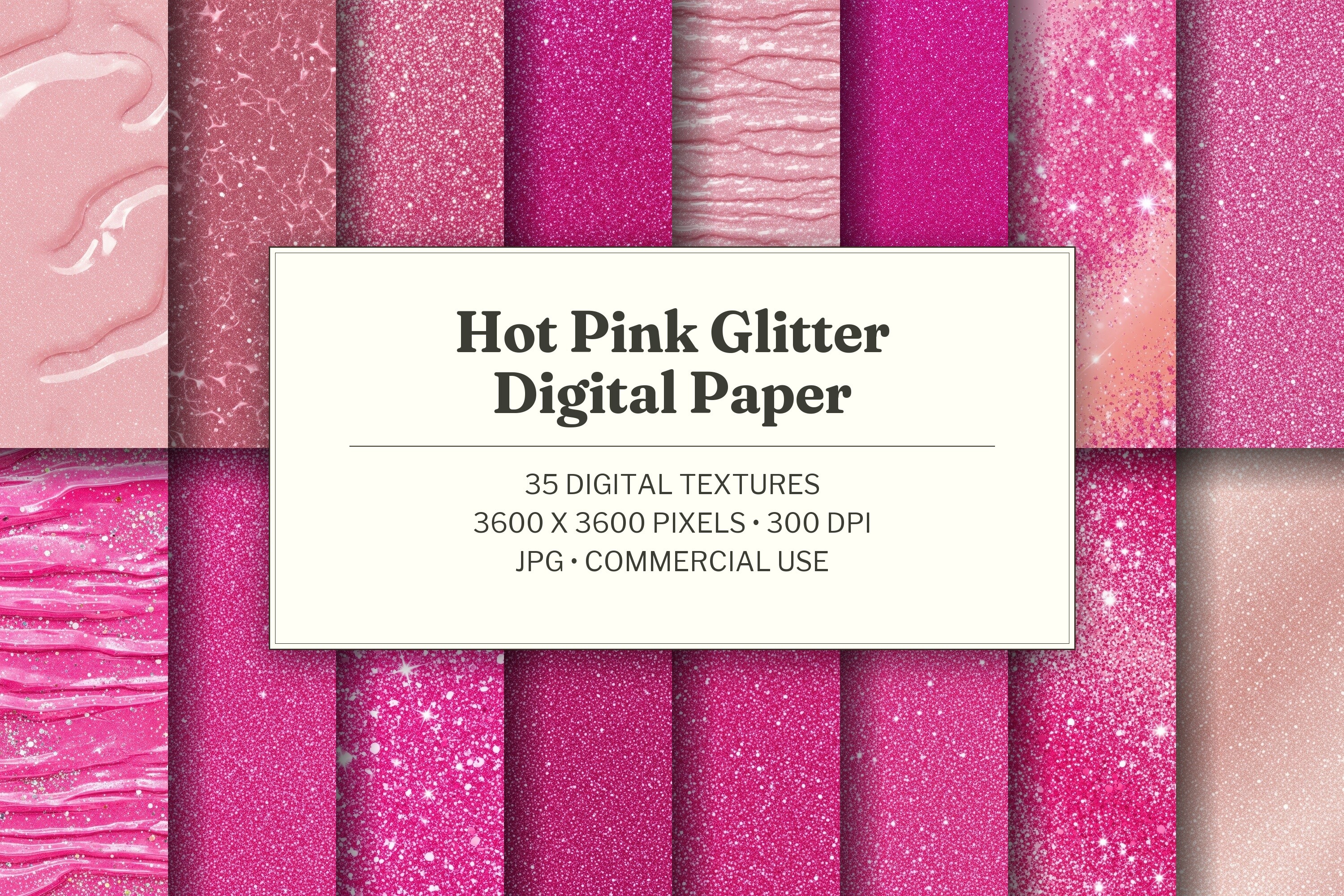 Hot Pink Glitter Digital Paper