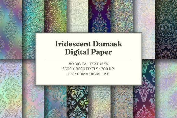 Iridescent Damask Digital Paper