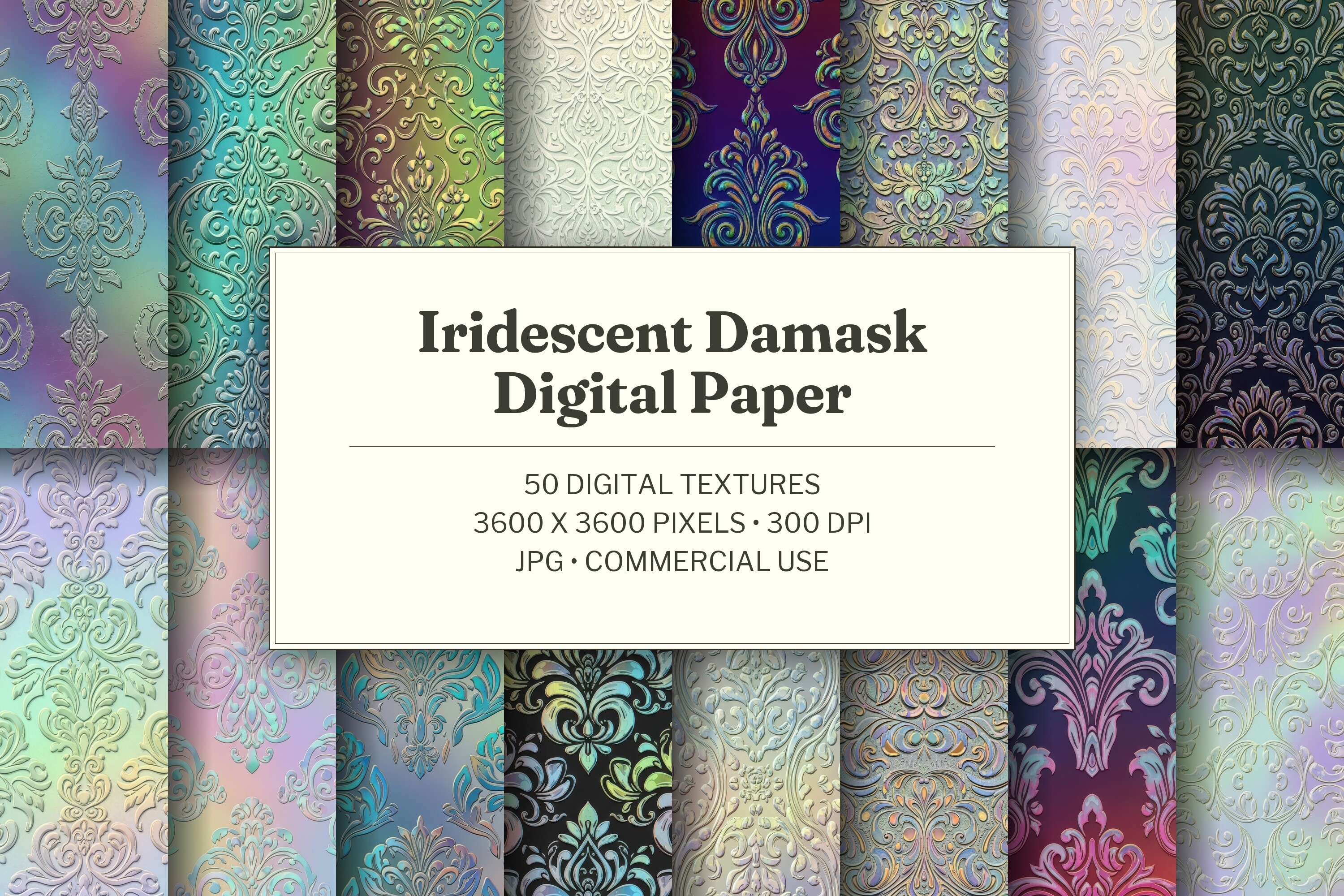 Iridescent Damask Digital Paper