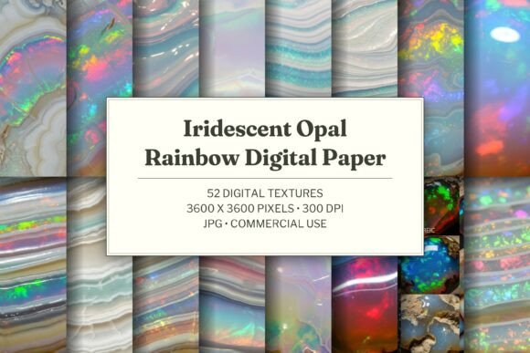 Iridescent Opal Rainbow Digital Paper