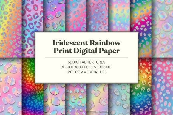 Iridescent Rainbow Print Digital Paper