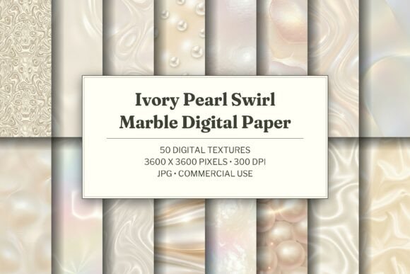 Ivory Pearl Swirl Marble Digital Paper
