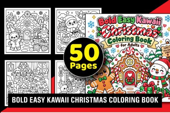 Kawaii Christmas Adults Coloring Book
