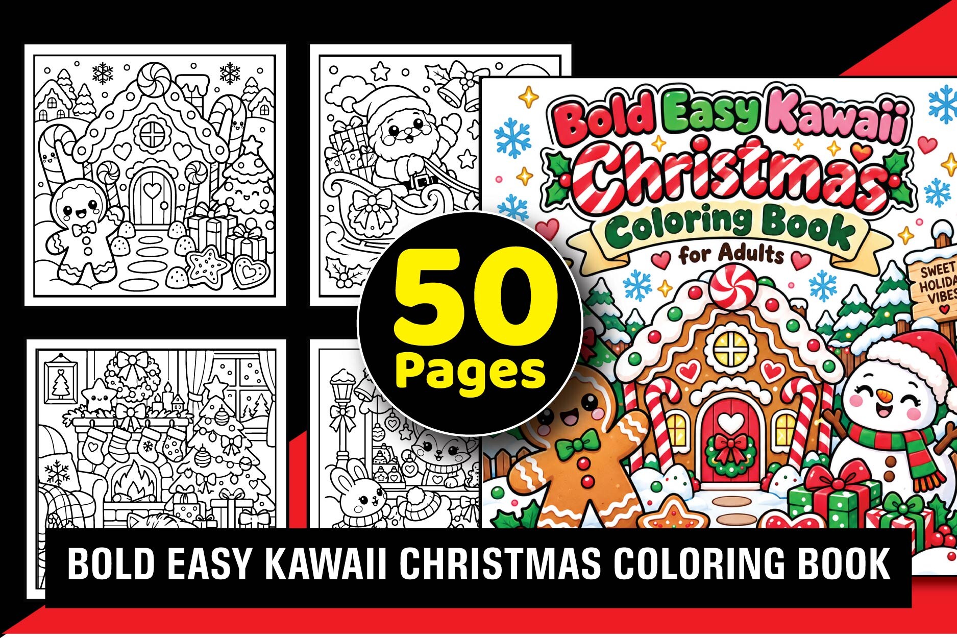 Kawaii Christmas Adults Coloring Book