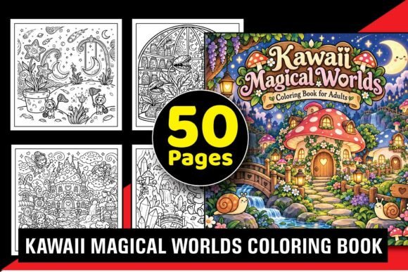 Kawaii Magical Worlds Coloring Book