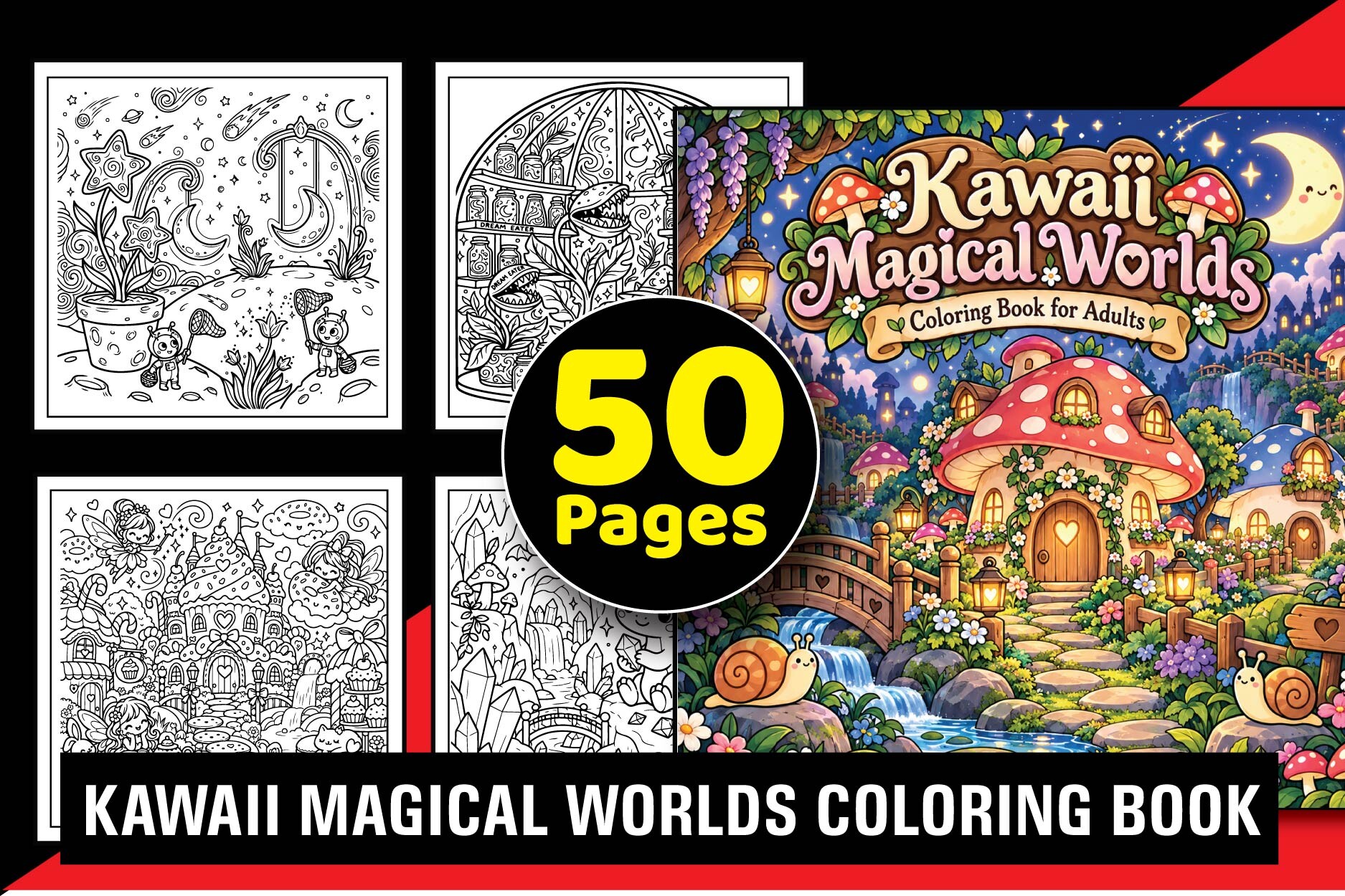 Kawaii Magical Worlds Coloring Book