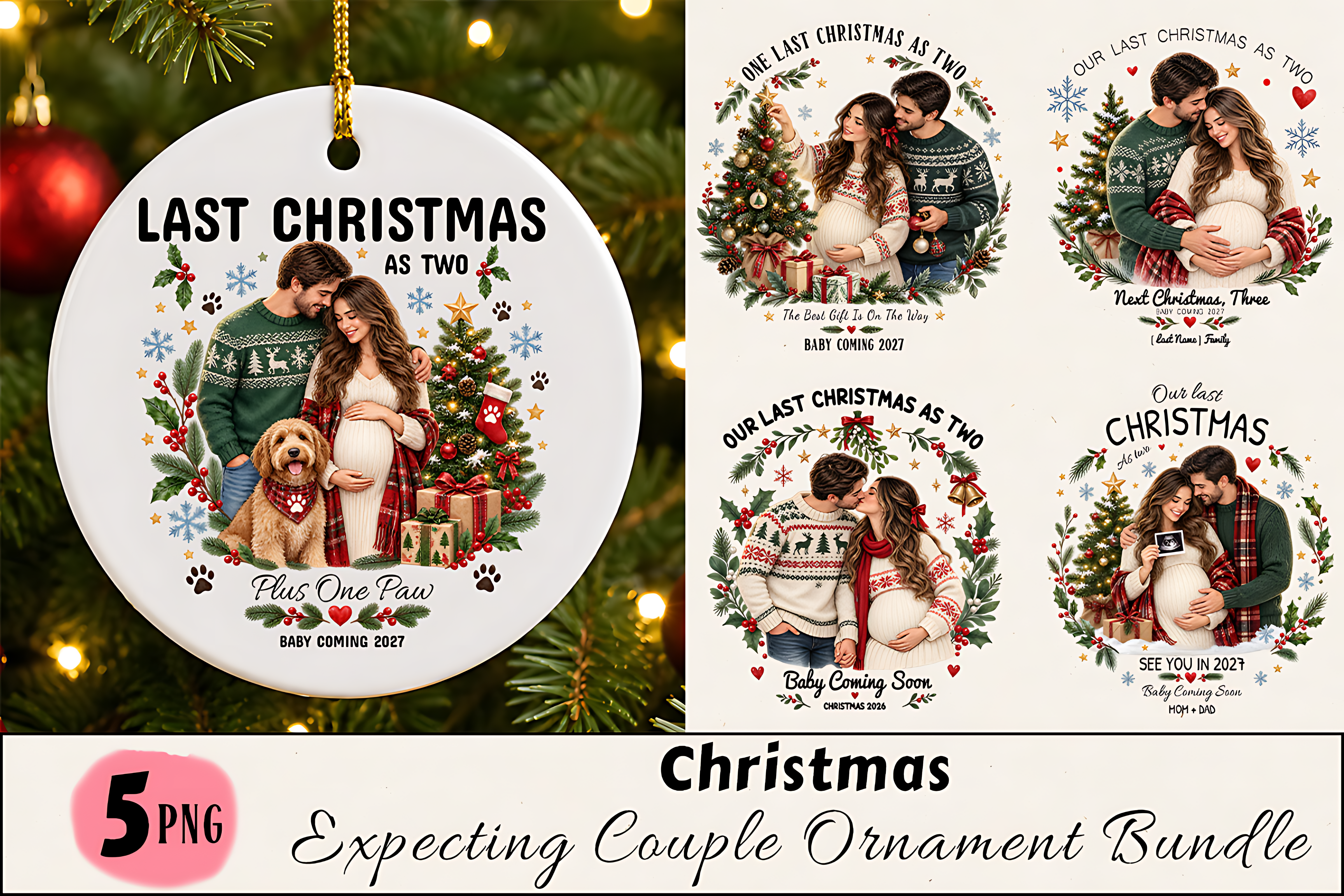 Last Christmas As Two Ornament PNG