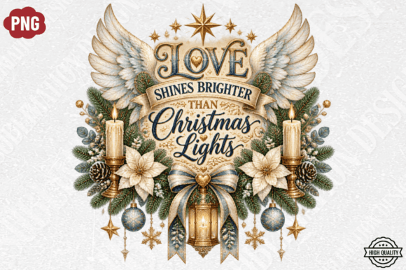 Love Shines Bright Christmas Lights PNG