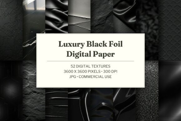 Luxury Black & Foil Digital Paper
