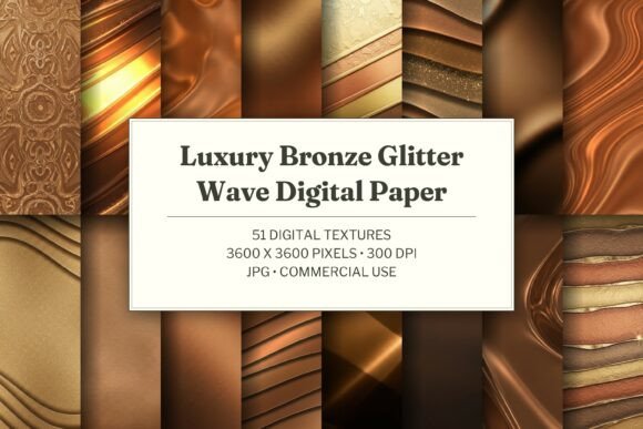 Luxury Bronze Glitter Wave Digital Paper