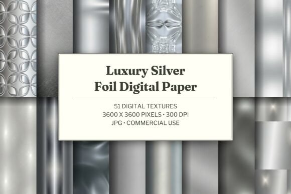 Luxury Silver Foil Digital Paper