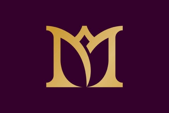 M Letter Tulip Flower Logo