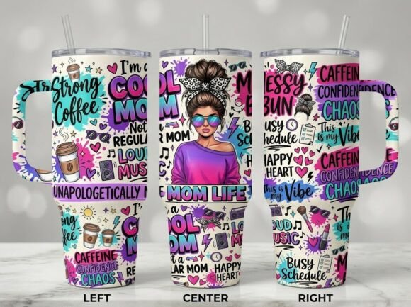 Messy Bun 20oz 40oz Tumbler Wrap PNG