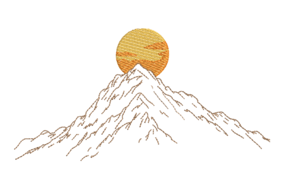 Mountain Sunset Minimal Line Art