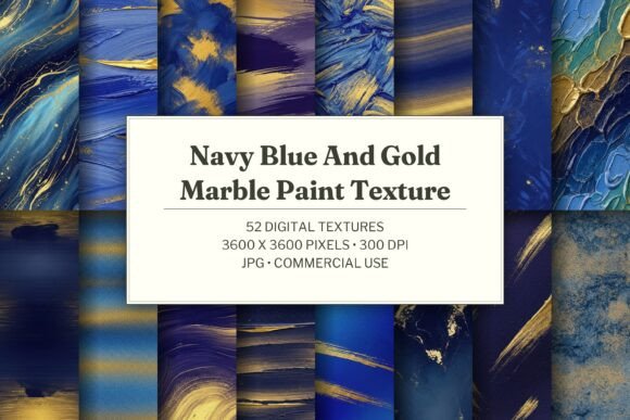 Navy Blue and Gold Marble Paint Texture