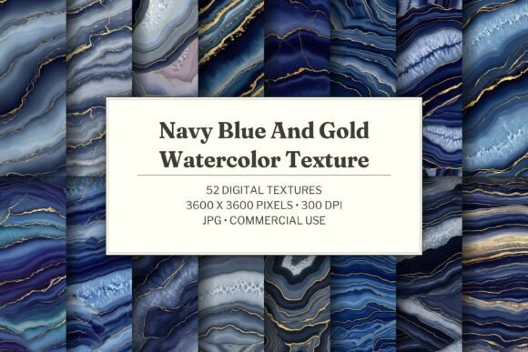 Navy Blue and Gold Watercolor Texture