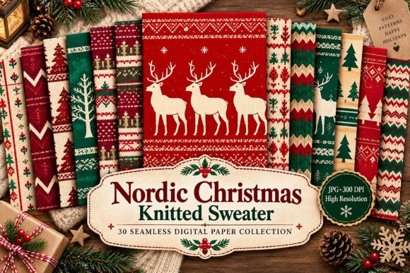 Nordic Christmas Knitted Sweater Paper