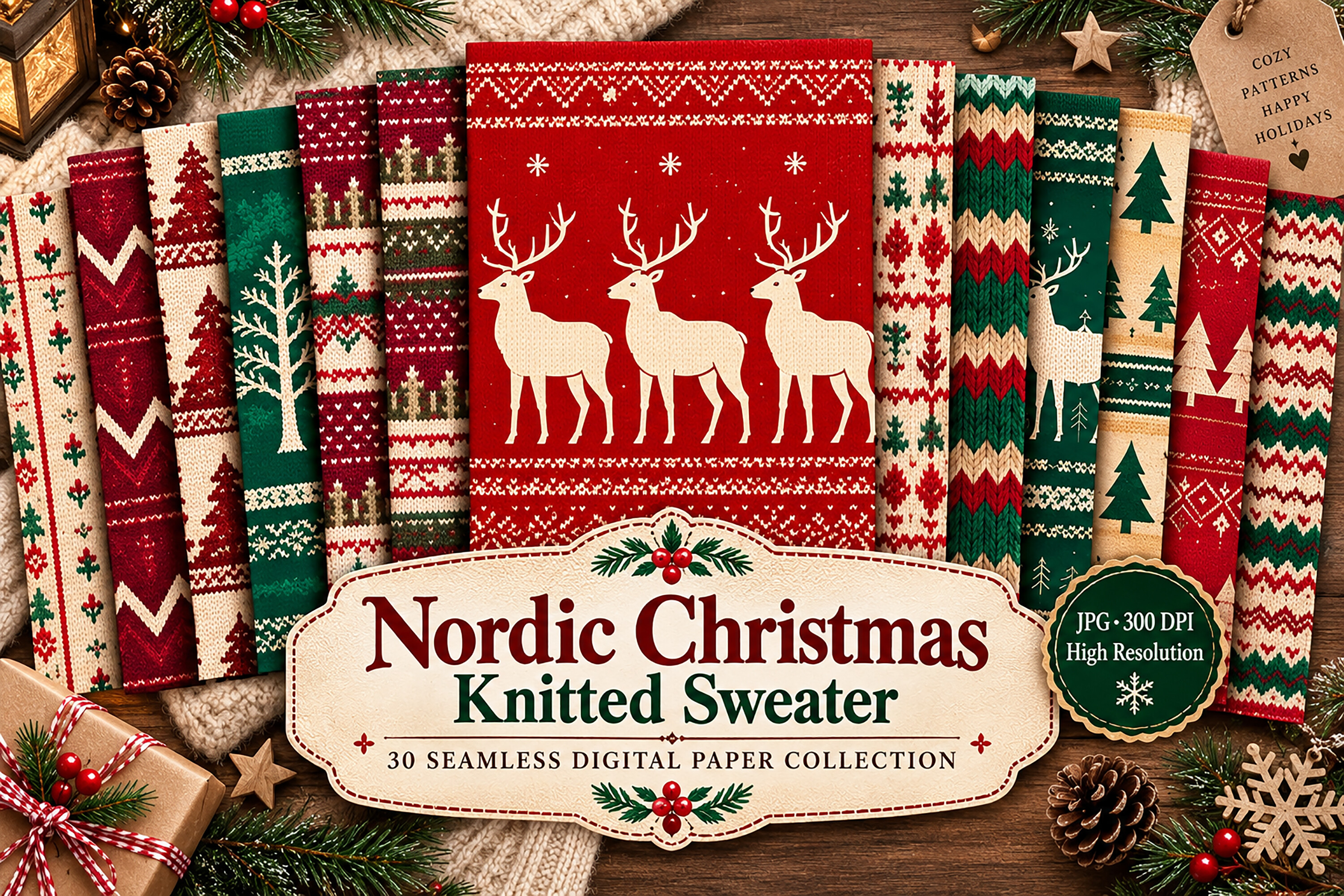 Nordic Christmas Knitted Sweater Paper