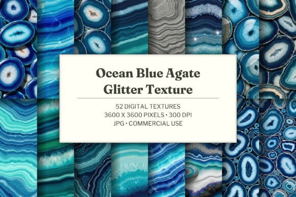 Ocean Blue Agate Glitter Texture