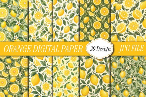 Orange Digital Paper Set