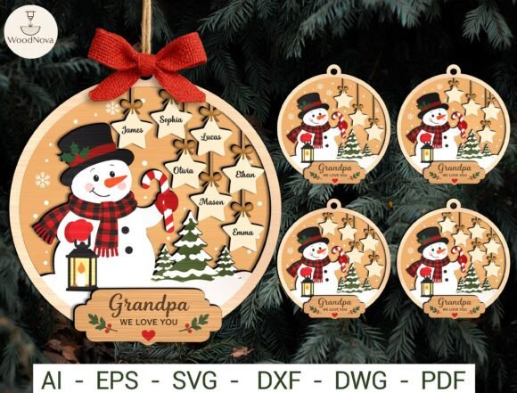 Personalized Grandpa Xmas Ornament Svg