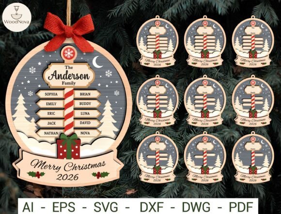 Personalized Xmas Family Ornament Svg