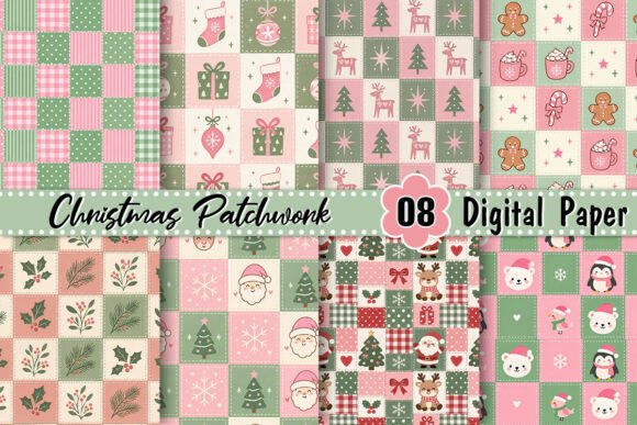 Pink Christmas Patchwork Background