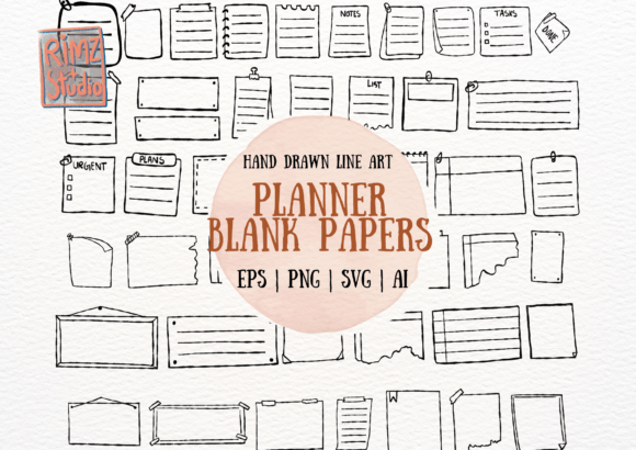 Planner Blank Paper Hand Drawn SVG PNG