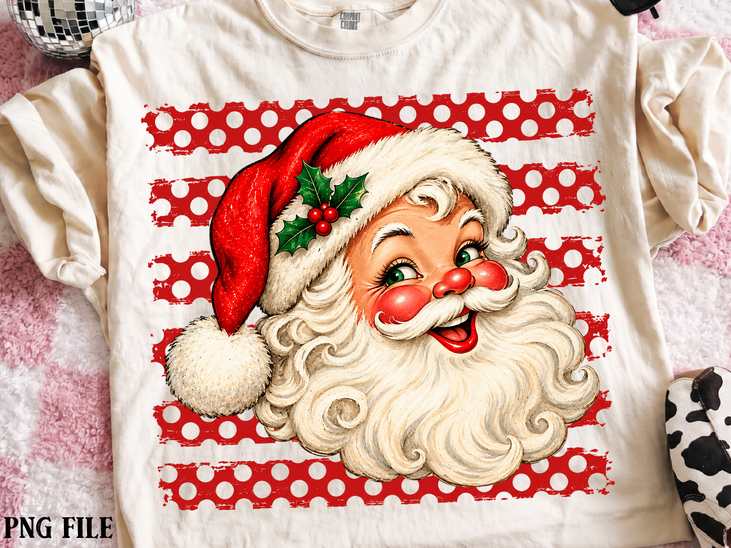 Polka Dot Santa Christmas PNG