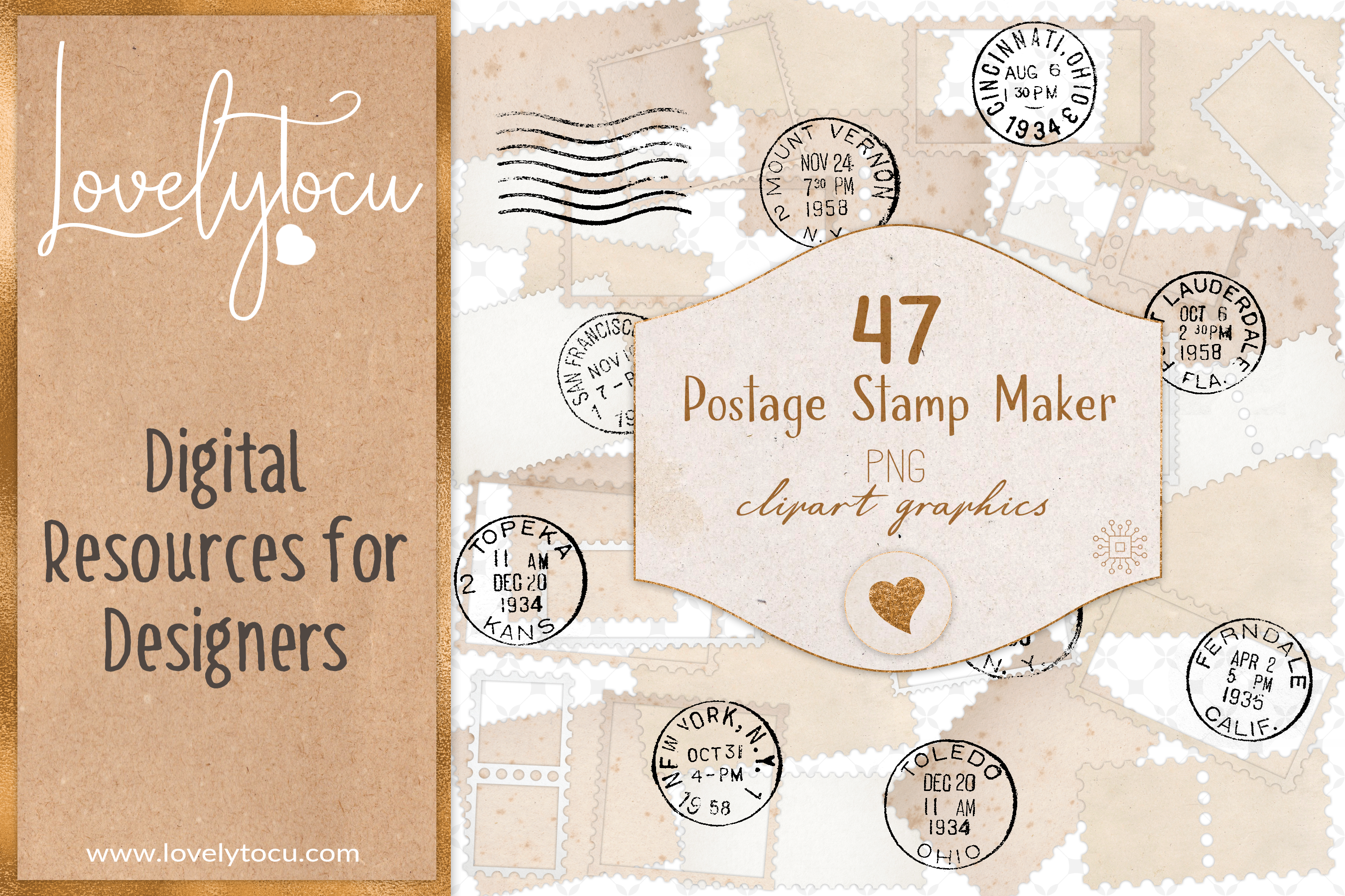 Postage Stamp and Post Mark Template