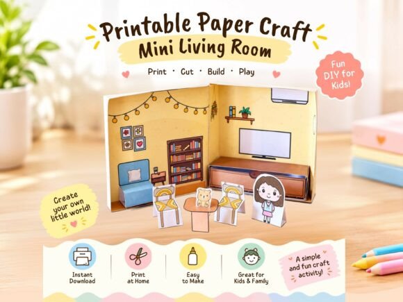Printable Paper Dollhouse Living Room