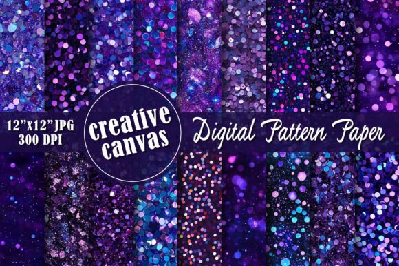 Purple Glitter Digital Paper Bundle