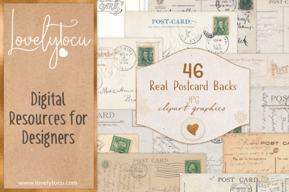 Real Postcard Backs Vintage Graphics