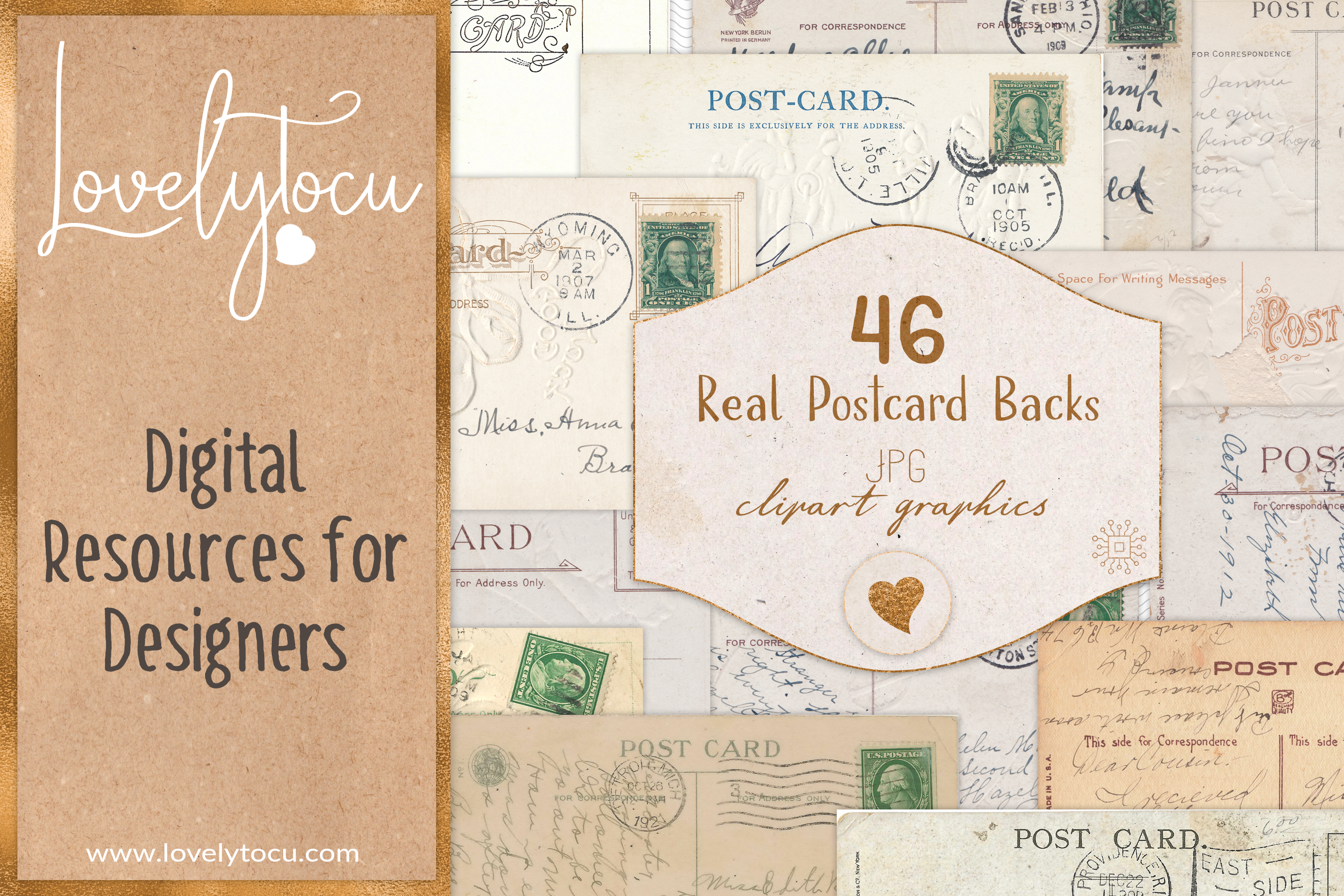 Real Postcard Backs Vintage Graphics