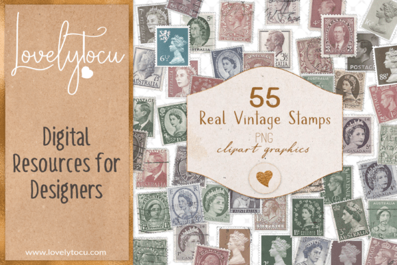 Real Vintage Postage Stamp PNG Graphics