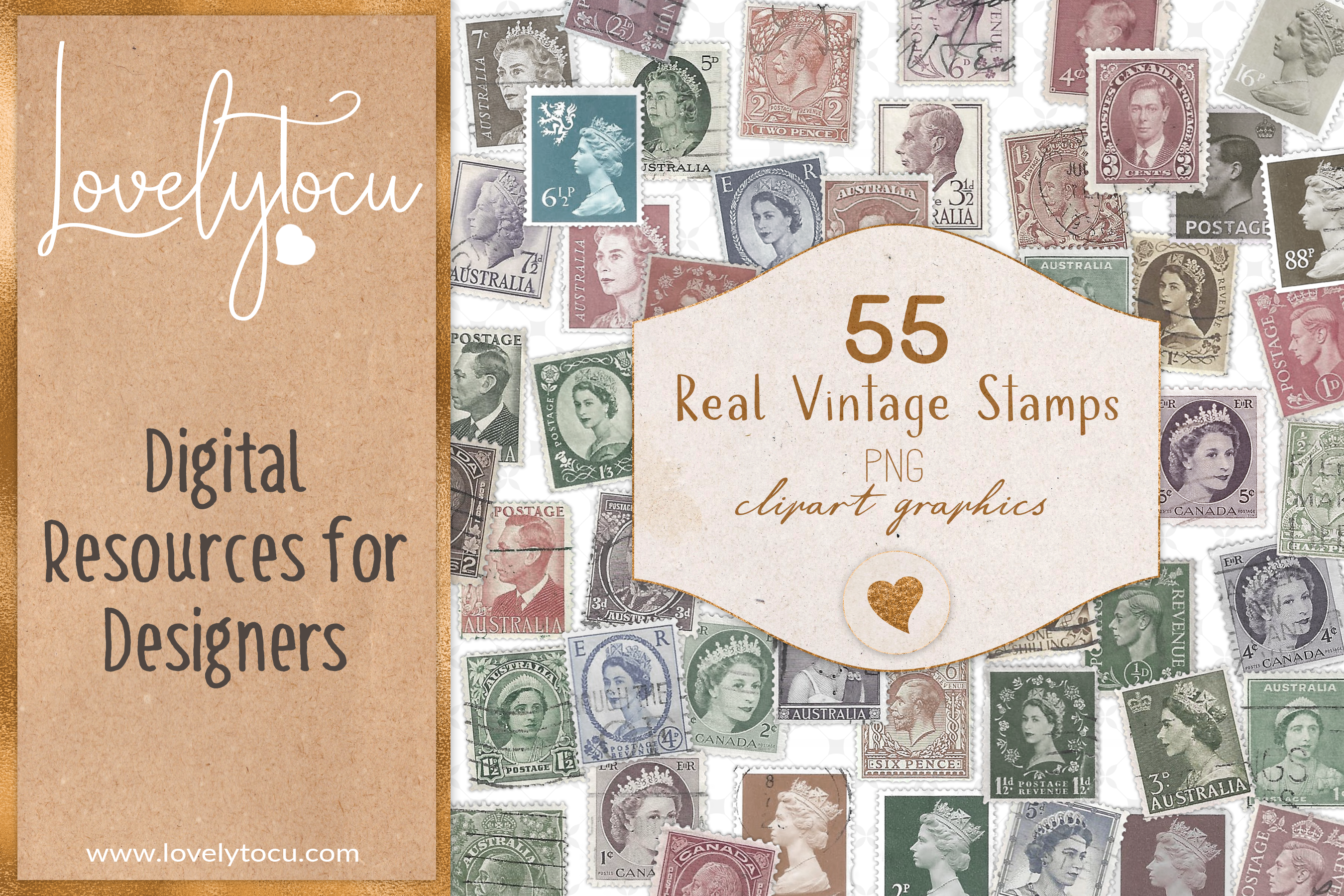 Real Vintage Postage Stamp PNG Graphics